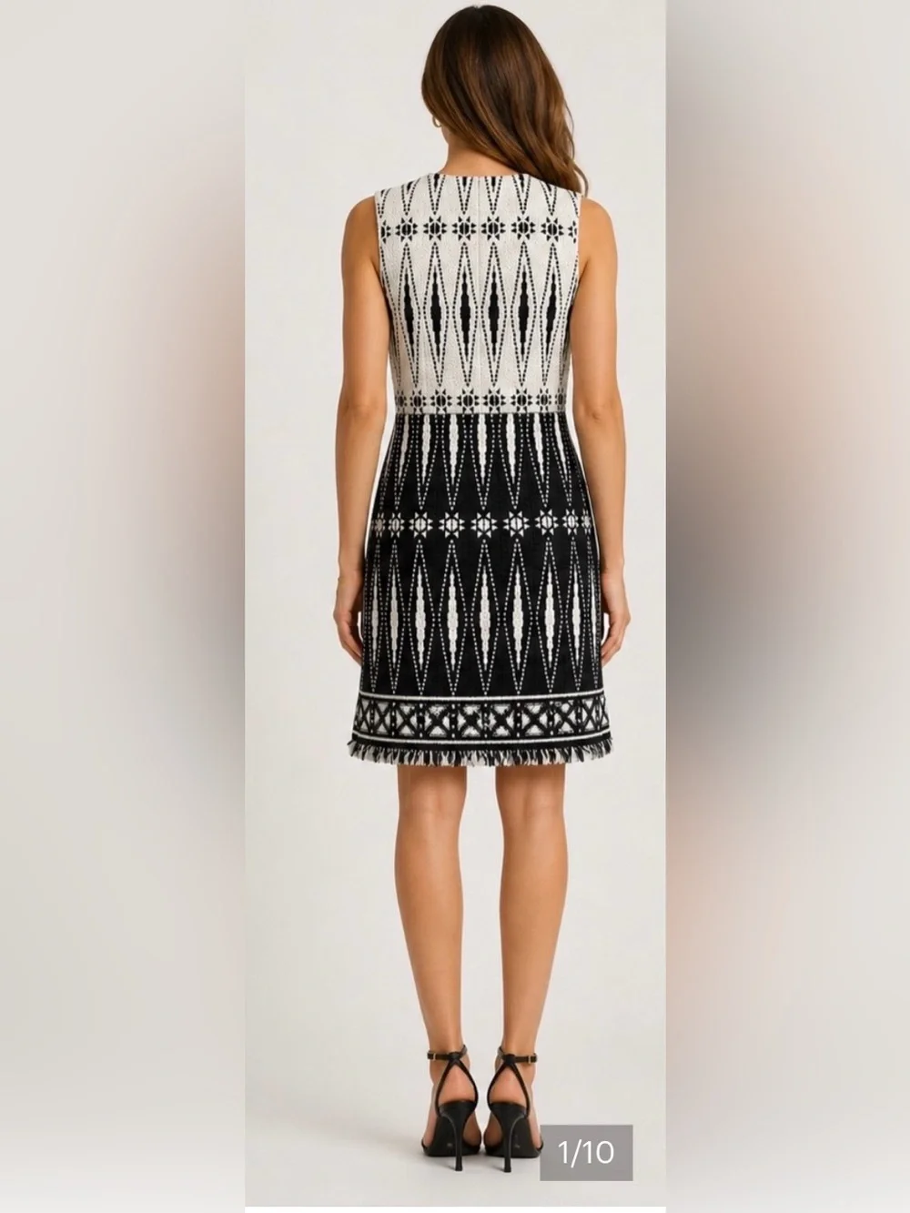 Tory Burch Black and White Sleeveless Knit Mini Dress